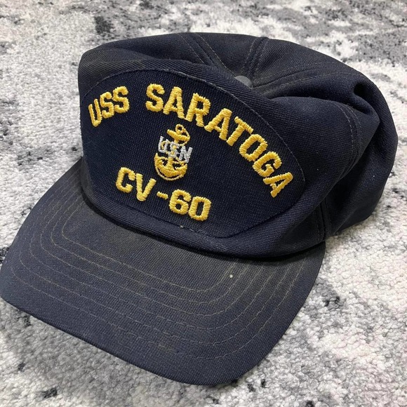 Vintage 80s USS Saratoga Navy‎ Trucker Hat - Picture 1 of 5